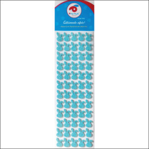 Cartela Mini Coelho (Azul) c/ 60 unidades - Medidas do adesivo: L 1,2 x A 1,5 cm