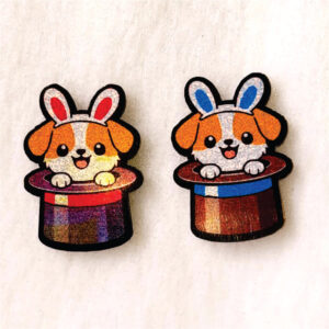 Cãelhinho na Cartola adesiva pacote com 16 unidades Medidas: L 2 x A 2,8cm