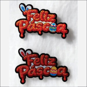Feliz Páscoa adesiva - 16 unidades - Medidas: L 3,5 x A 2,76cm