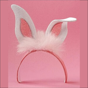 Tiara Orelhinha de Coelho adesiva (fêmea) - 4 unidades - Medidas: L 7 x A 5cm