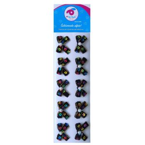 Cartela Laço de Fita Fantasia adesivo c/ 10 unidades - Cor Única - Medidas do adesivo: L:3 x A:2,3cm