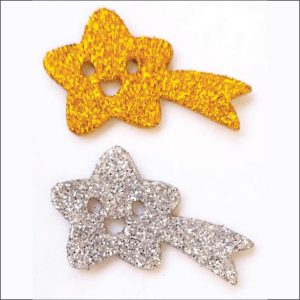 Estrela Cadente adesiva pacote com 20 unidades - Medidas Alt: 3,2cm x Larg: 1,9cm