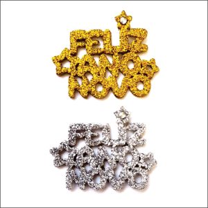 Feliz Ano Novo adesivo pacote com 10 unidades - Medidas Alt: 4,1cm x Larg: 3,2cm