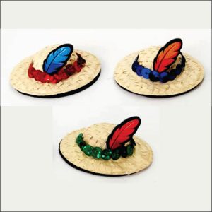 Chapéu Malandrinho 3D Adesivo c/ 5 unidades - Medidas do adesivo: 5cm x 5cm (com a pluma)